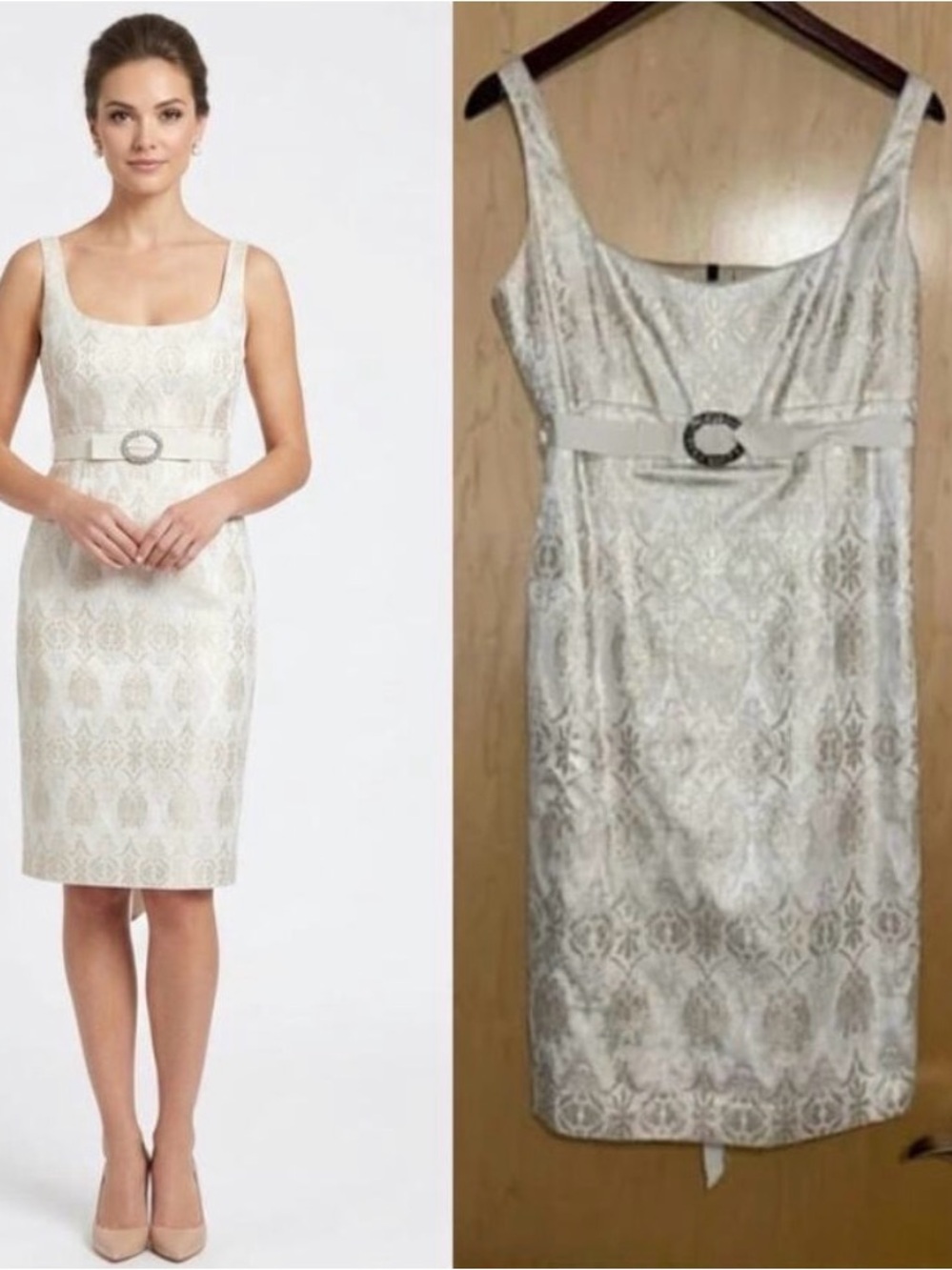 T Tahari Golden Printed Cocktail Dress